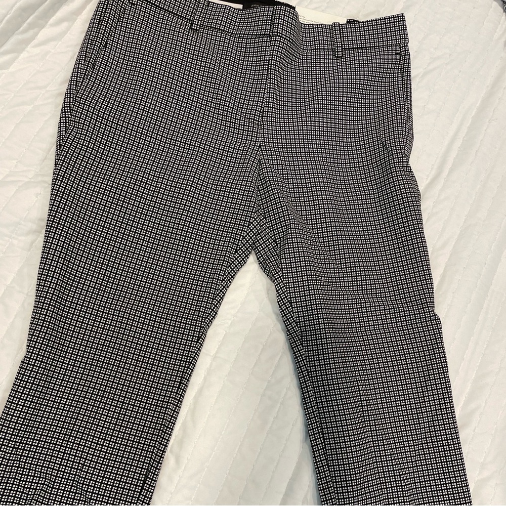NWT - Ann Taylor Loft - Black Plaid Checkered Ankle Pant - 8P